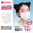 维德（WELLDAY）一次性成人医用外科口罩100只薄款透气防晒防尘防飞沫三层灭菌级