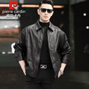 皮尔卡丹海宁油蜡小牛皮真皮皮衣男春秋落肩真皮头层皮夹克男士夹克外套潮 黑色 2XL 135-155斤