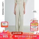 朗姿【三醋酸Basic衣橱】王楚然同款复古阔腿裤夏新款休闲裤 香槟米色 M