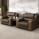 首然办公接待沙发会客贵宾新中式会议室大会堂领导商务会客单人位洽谈 耐磨真皮单人位8张+茶几5张