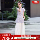 Ehangy轻奢品牌套装女2025夏季新款新中式国风套装女流行时尚套装 紫色 S