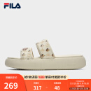 斐乐（FILA）官方DONUT女鞋拖鞋新款凉拖厚底增高休闲甜甜圈 米色-AG 36.5