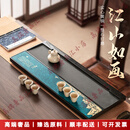 LICHENGZVS品牌整块乌金石茶盘大号排水式茶台家用中式国画石+铜茶盘 请注意选择好-规格/颜色.
