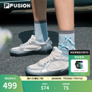 FILAFUSION斐乐女子薄底鞋2025夏季银色板鞋网面休闲运动德训鞋 雪白/太空银-SS 37.5