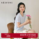 诗凡黎（'SEIFINI）诗凡黎醋酸天丝镂空针织衫2025夏新款百搭冰激凌薄款短袖上衣女 浅蓝 开衫圆领 M
