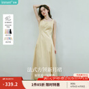 茵曼（INMAN）章若楠同款欧若风法式吊带连衣裙2025夏季新品女装淡鹅黄色裙子 浅黄色 (方领) M
