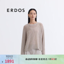 ERDOS 25夏季麻绒混纺圆领翻花长袖镂空上衣女针织衫 浅驼 M 165/84A
