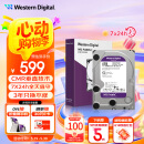 西部数据（WD）4TB 监控级机械硬盘 WD Purple 西数紫盘 SATA 256MB CMR垂直 录像机硬盘 3.5英寸WD43PURZ