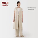 无印良品（MUJI）女式 汉麻混斜纹长款马甲马夹女款无袖上衣夏季 BC2LFC5S 象牙色 M （160/84A）
