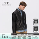 Teenie Weenie Men小熊男装休闲真皮皮衣男春装皮夹克黑色外套潮牌 黑色 L 175