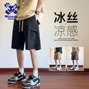 Wassup Sohot短裤男夏季冰丝凉感工装裤男潮流休闲五分裤 黑色 XL