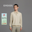 ERDOS 春夏翻领长袖商务休闲羊毛衫拼色双面提花职场男套衫针织衫 姜黄 M 170/92A
