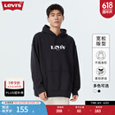 Levi's李维斯情侣同款连帽加绒卫衣经典logo落肩宽松复古 黑色 S