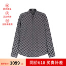 【二手99新】未使用 雨果博斯 男士black系列休闲长袖衬衫 50521604 001 黑色几何图形 XS