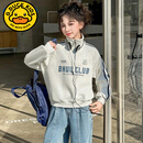 G. DUCKKIDS女童2025新款卫衣春季字母印花中大童儿童休闲半拉链炸街打底衫春 花灰 cm 120