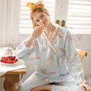 洛德顿 RUODEDUN月子服新款空气棉孕产妇哺乳睡衣夹棉月子服产后怀孕期家居服 WR571C蓝天使兔子 S【适合85-105斤左右穿】