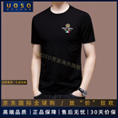 UOSO国际奢侈高端男士桑蚕丝短袖t恤男圆领夏季休闲体恤衫潮上衣男装 黑色 5056款 M 165(适合体重90-120斤)