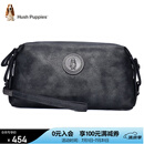 暇步士（Hush Puppies） 手拿包包头层牛皮大容量休闲商务男包银灰色送男朋友生日礼物