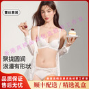 QIANLEE轻奢品牌女士内衣女蕾丝小胸聚拢纯欲防下垂薄款性感女式文胸套装 鹭白 S (70B-160/85)