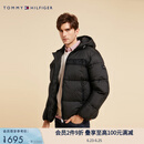 TOMMY HILFIGER【面包棉服】秋冬季男装潮流休闲字母保暖连帽夹克外套男02539 经典黑BDS L （推荐：150-165斤）