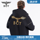 BOY LONDON【黑金隼】秋季男女同款外套短款老鹰logo可拆帽宽松棉服N29006 黑色 XL