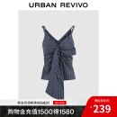 UR2025夏季新款女装设计感扭结格纹棉质吊带衫UWG250128 深蓝色格子 (领口偏低) S