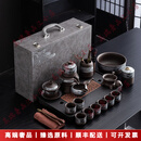 LICHENGZVS茶具整套紫砂旋转功夫茶具套装家用泡茶便携式高档礼盒送礼 寒梅石墨16头+茶盘礼盒装