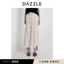 DAZZLE 地素半裙2025夏季新款白色褶皱半裙 白色 S