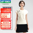 YONEX尤尼克斯羽毛球服国家队大赛球迷版运动女短袖套装20877CR乳白O