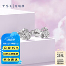 谢瑞麟（TSL）18K金钻石耳钉优雅马蹄莲群镶钻石耳饰BB019(63237)
