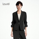 Laurèl25夏新款简约一粒扣七分袖西装LWD356T051DX 经典黑 M