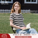 香影流苏条纹黑色t恤女短袖2025夏装新款宽松休闲风正肩圆领上衣 黑色 T恤款 M 160/84A/95-110斤