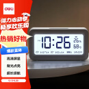 得力（deli）充电电子闹钟背光家用学生儿童温湿度计床头钟开学升学必备白 LE103A