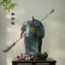 守臻堂宜兴精品创意手工高档可养紫砂关公武财神茶宠大号中式工艺品摆件