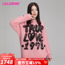 LALABOBO羊毛混纺字母毛衣女秋冬新款宽松慵懒风毛织上衣LBDD-WSTM13 粉色 厚款 S