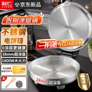 利仁（Liven）小钢人不锈钢电饼铛家用0涂层38mm加深1800W双面加热电饼档烙饼专用锅无涂层电煎锅早餐机LR-B3097