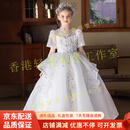 GUYN儿童公主裙女大童绝美礼服裙新款花童婚礼小女孩公主裙白色 白色短袖长款F010 110 CM