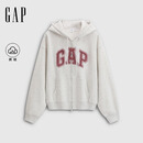 GAP女装2025秋季新款毛巾绣logo抓绒宽松拉链连帽卫衣外套829621