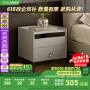 顾家家居（KUKA）现代简约床头柜卧室柜子大容量双抽储物碳素钢脚DS7890G 米灰