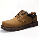卡特（CAT）男款工装鞋真皮钢头款大码休闲工装大头鞋户外耐磨牛皮低帮鞋 卡其-钢头 42