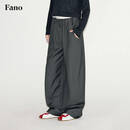 fano studios范洛Fano 自由感随性松弛褶裥廓形无腰头弯刀灰色垂感西装裤女秋 深灰色第二批 M