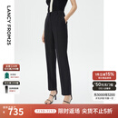 朗姿黑色气质高腰直筒修身职业西装裤夏季新款工作正装裤子 黑色4 2XL