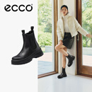 爱步（ECCO）*厚底切尔西靴女 倪妮同款一脚蹬女靴中筒牛皮靴 踪迹220753 HL 黑色22075301001 37