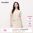 珂莱蒂尔2025年夏季新款优雅米色蕾丝小衫女短袖气质设计感上衣 淡橙黄 L