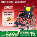 鱼跃(yuwell)轮椅车H053C铝合金折背折叠轻便老年残疾人代步车手动