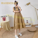 洛德顿 RUODEDUN孕妇连衣裙新款孕妇连衣裙夏天时尚裙子夏季潮妈纯棉孕妇裙夏 卡其色 M