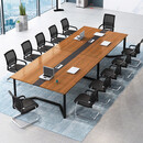 圣黎办公桌会议桌长桌简约现代长方形培训洽谈桌4.5米会议桌+16把椅