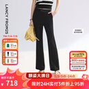 朗姿微喇裤高腰修身高级感通勤2025年夏季新款复古风气质喇叭裤女 黑色 L
