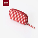 MUJI再生聚酯纤维化妆包旅行收纳宽口红色格纹新年情人节礼物
