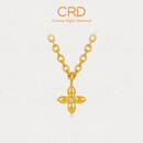 CRD克徕帝【预售】黄金镶钻十字架四叶草套链足金999古法钻石项链 金重9.23克+钻石约1.1分|四叶草